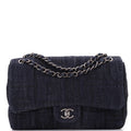 Chanel Perfume Bottle Classic Single Flap Bag Embroidered Denim Jumbo