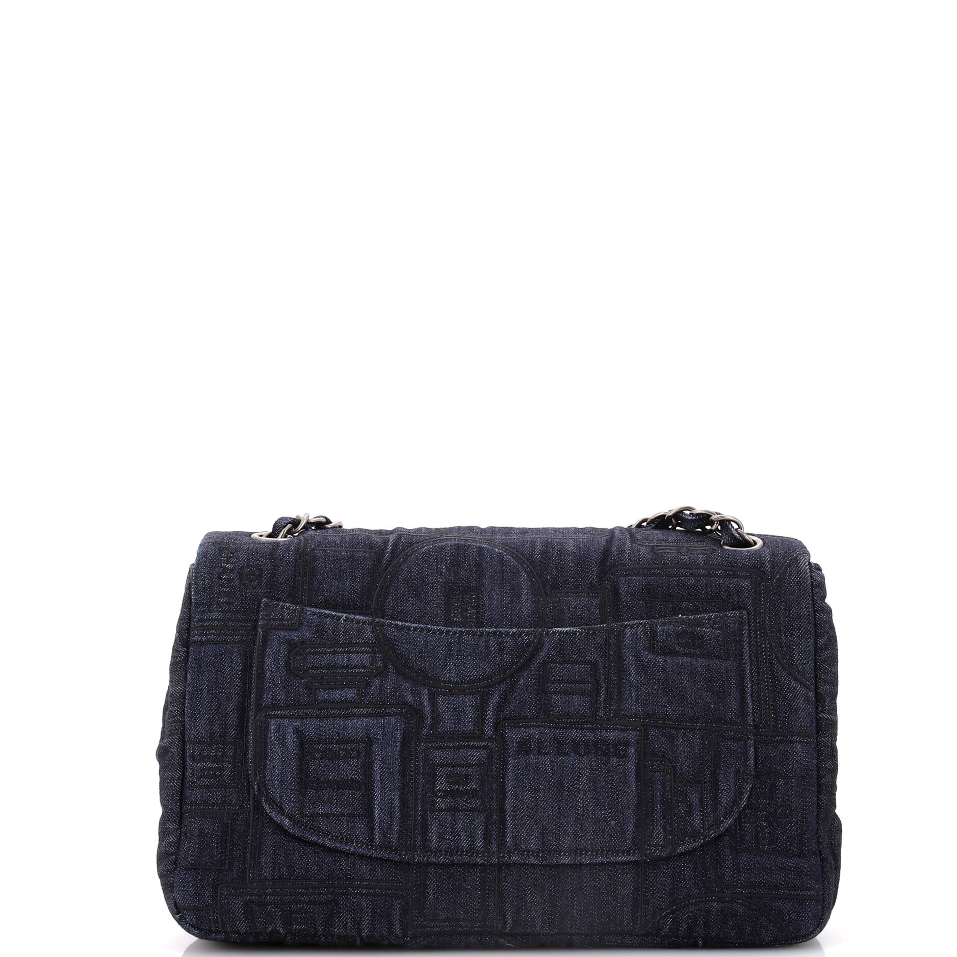Chanel Perfume Bottle Classic Single Flap Bag Embroidered Denim Jumbo