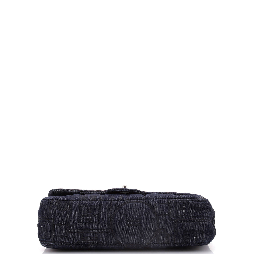 Chanel Perfume Bottle Classic Single Flap Bag Embroidered Denim Jumbo