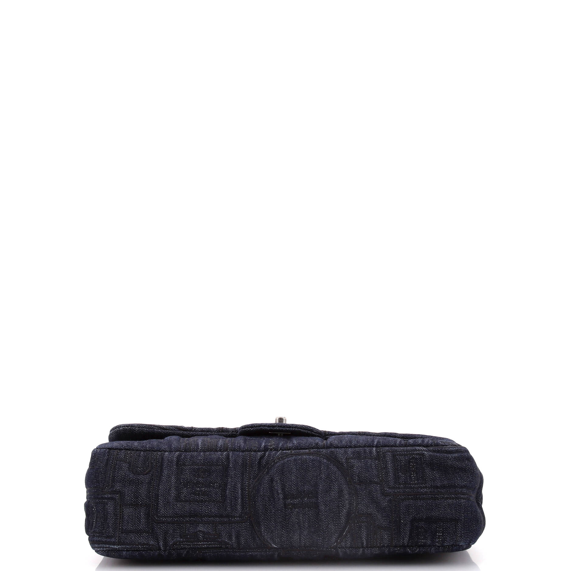 Chanel Perfume Bottle Classic Single Flap Bag Embroidered Denim Jumbo
