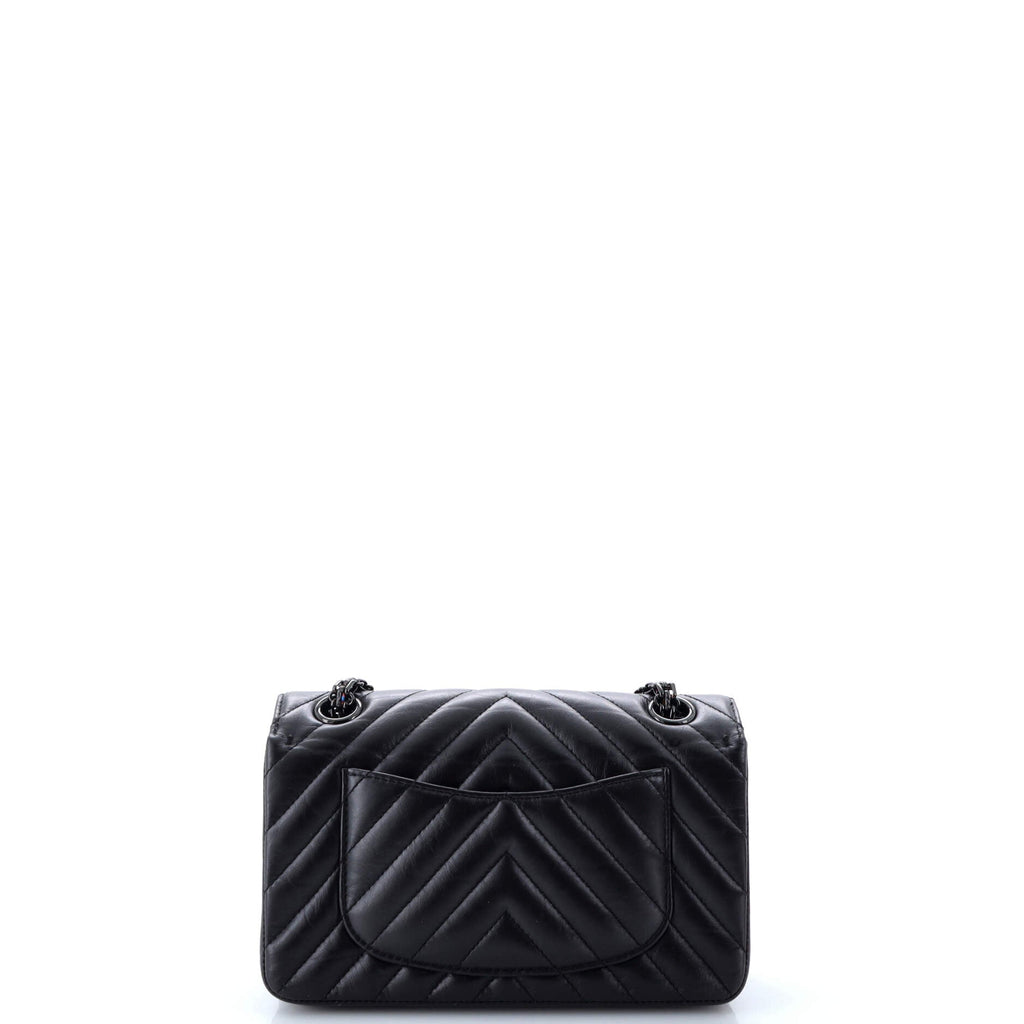 Chanel So Black Reissue 2.55 Flap Bag Chevron Aged Calfskin Mini