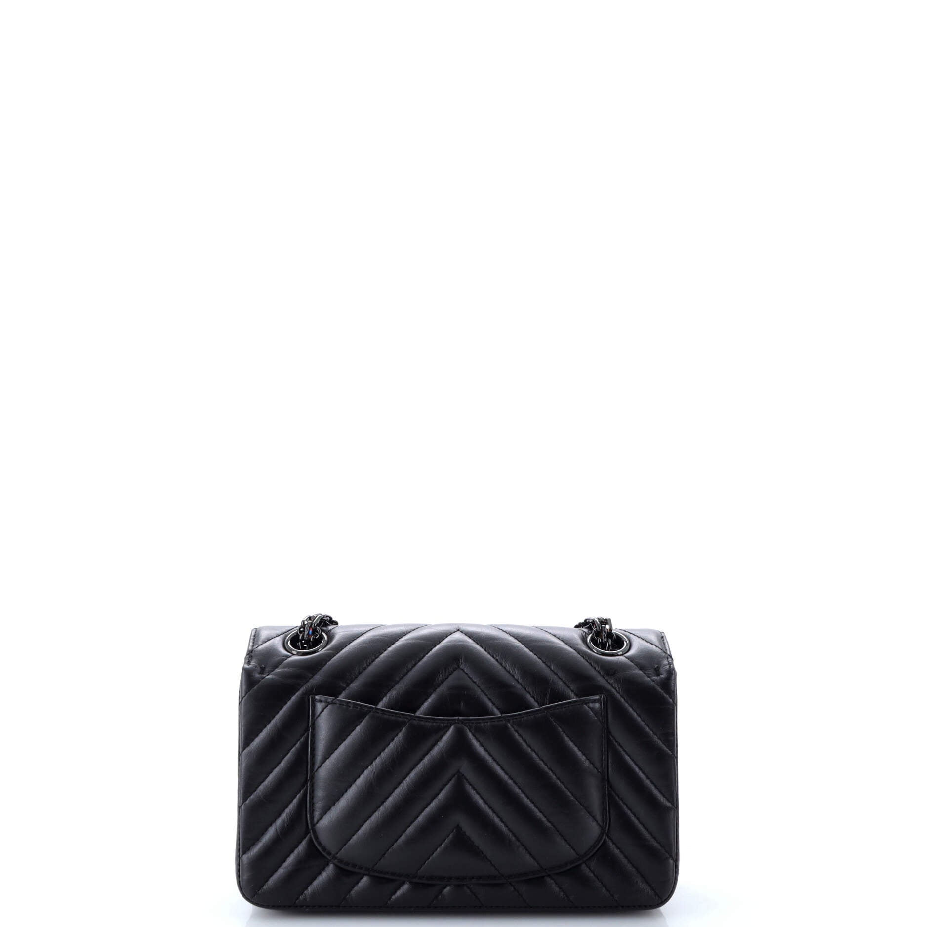 Chanel So Black Reissue 2.55 Flap Bag Chevron Aged Calfskin Mini