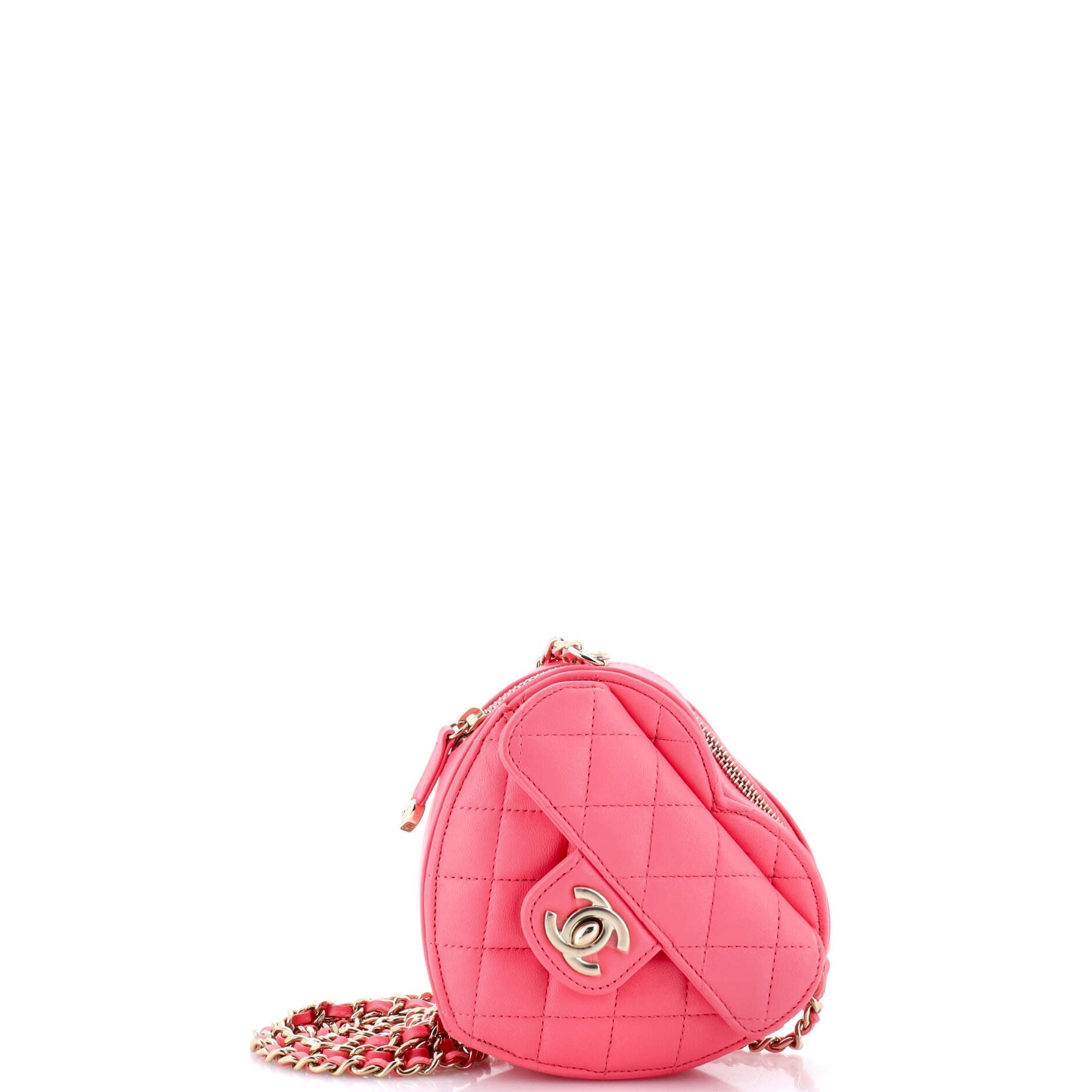 Chanel CC in Love Heart Clutch with Chain Quilted Lambskin