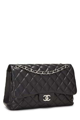 Chanel,  Black Quilted Lambskin New Classic Jumbo, Black