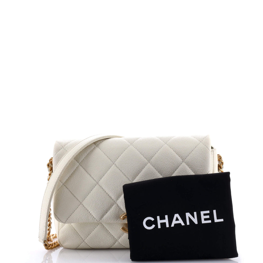 Chanel Chain Melody Flap Bag Quilted Caviar Small
