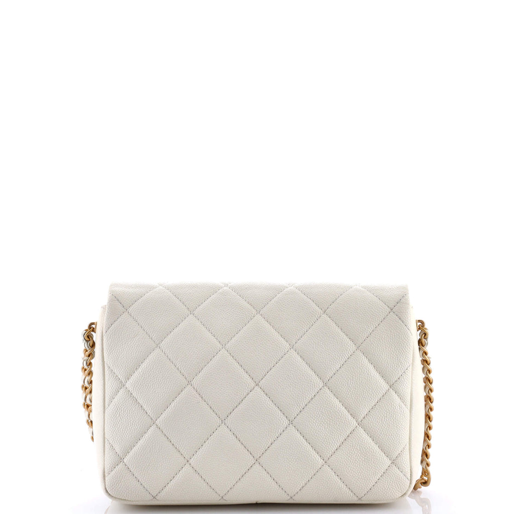 Chanel Chain Melody Flap Bag Quilted Caviar Small