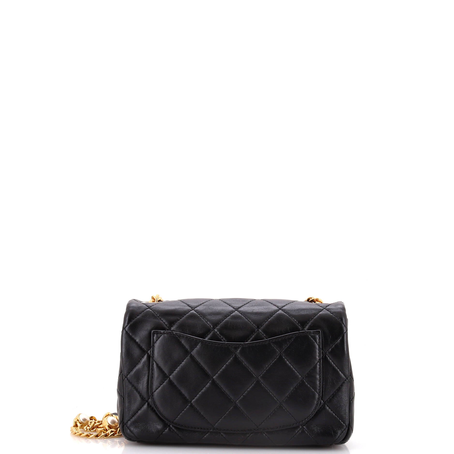 Chanel Resin Pearl Chain Flap Bag Quilted Lambskin Small