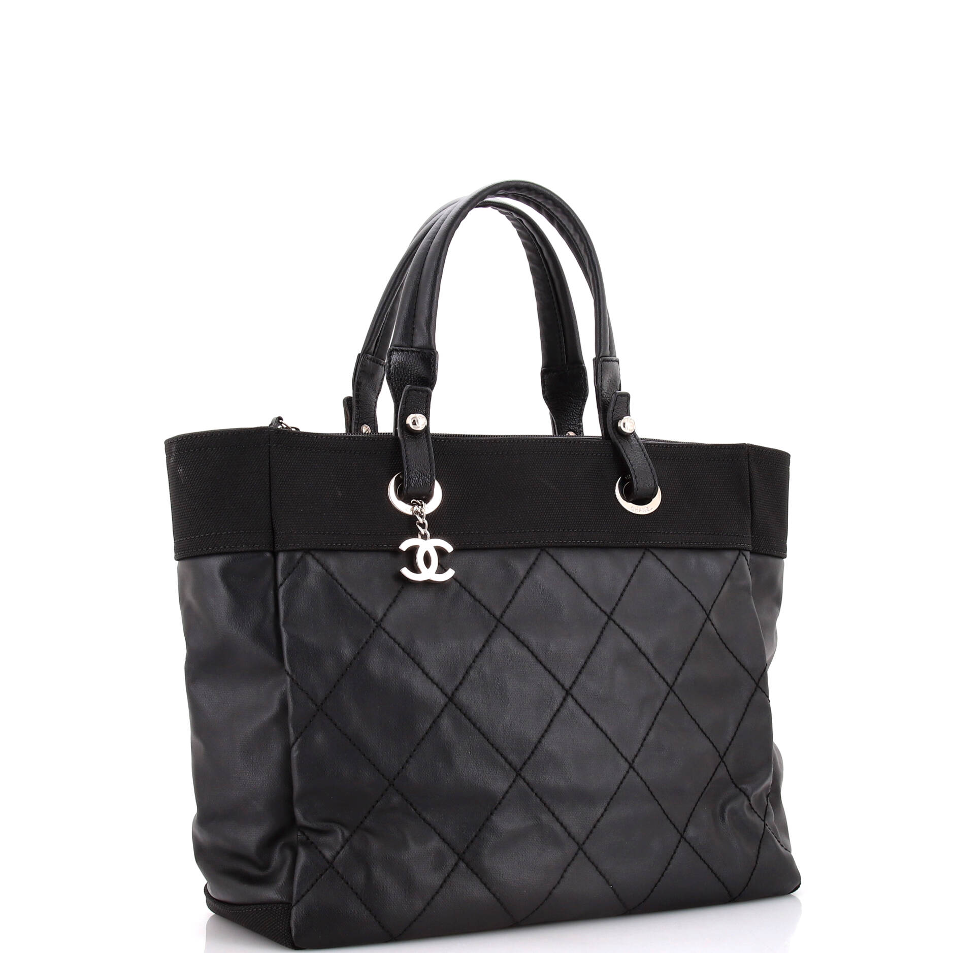 Chanel Biarritz Tote Quilted Coated Canvas Large