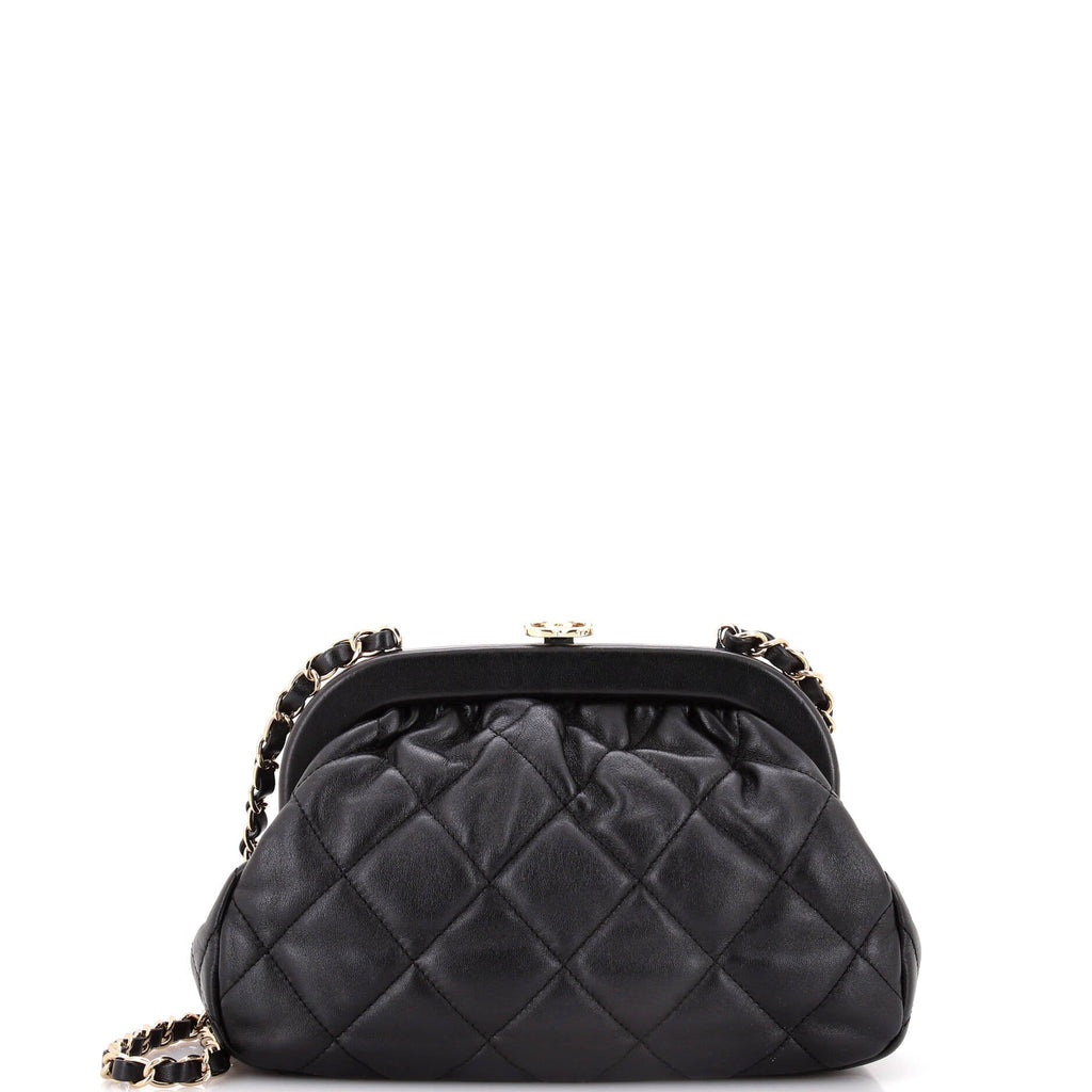 Chanel Kiss Lock Frame Shoulder Bag Quilt Lambskin Small