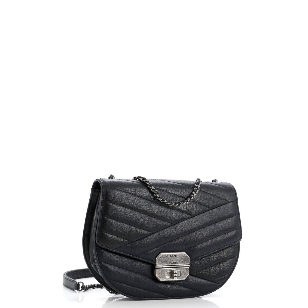 Chanel Gabrielle Saddle Crossbody Bag Chevron Goatskin Small
