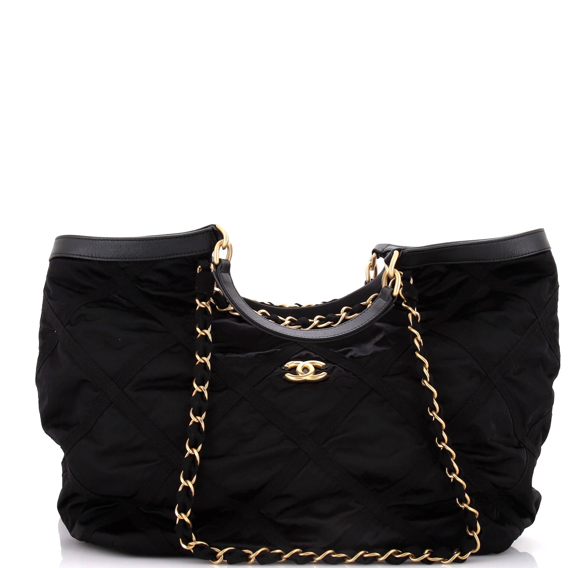 Chanel Maxi Shopping Bag Satin with Grosgrain