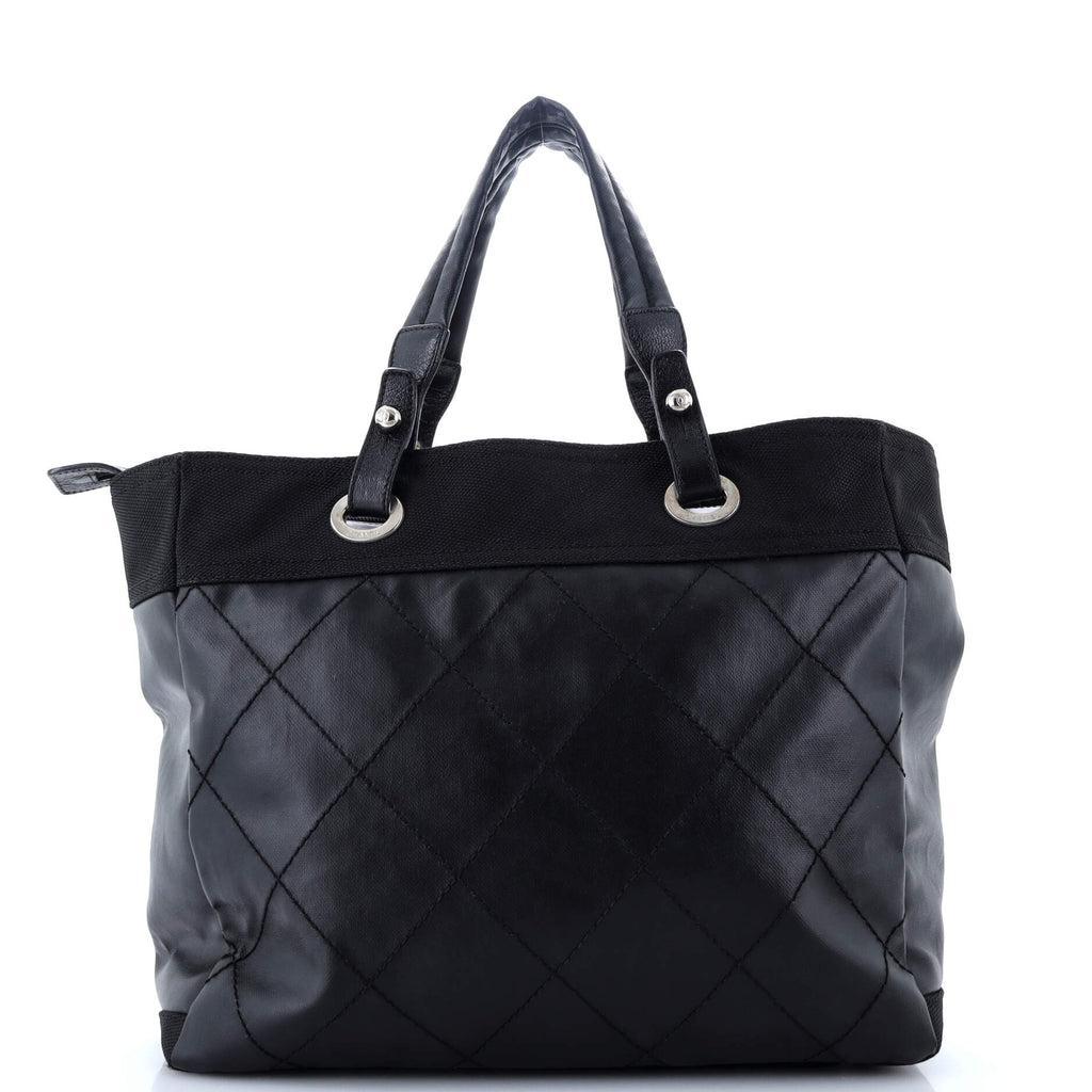 Chanel Biarritz Tote Quilted Coated Canvas Large