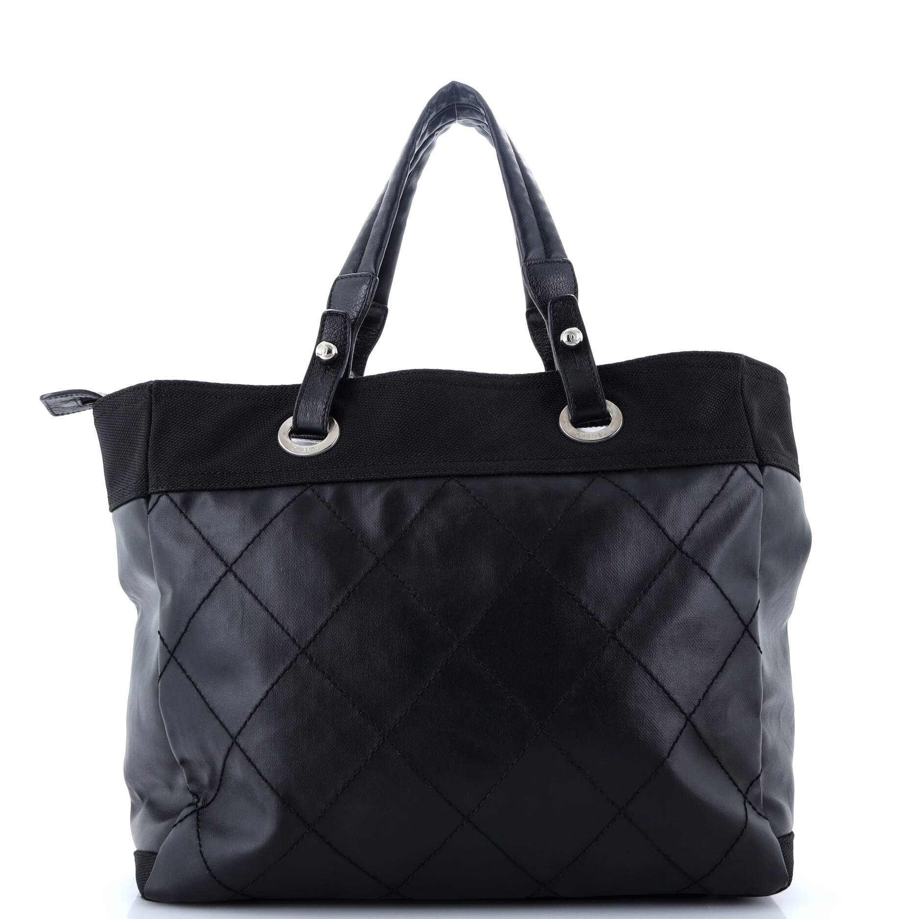 Chanel Biarritz Tote Quilted Coated Canvas Large