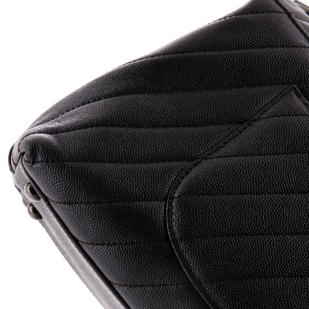 Chanel So Black Coco Top Handle Bag Chevron Caviar Small