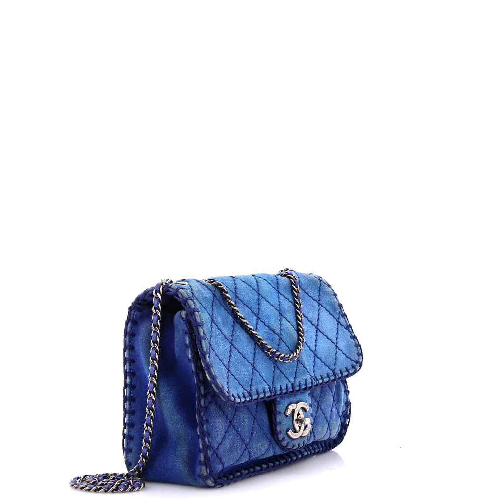 Chanel Stitched Flap Bag Quilted Suede Medium