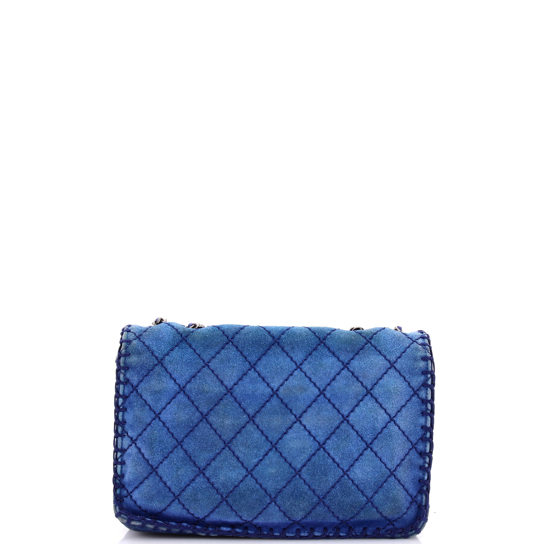 Chanel Stitched Flap Bag Quilted Suede Medium