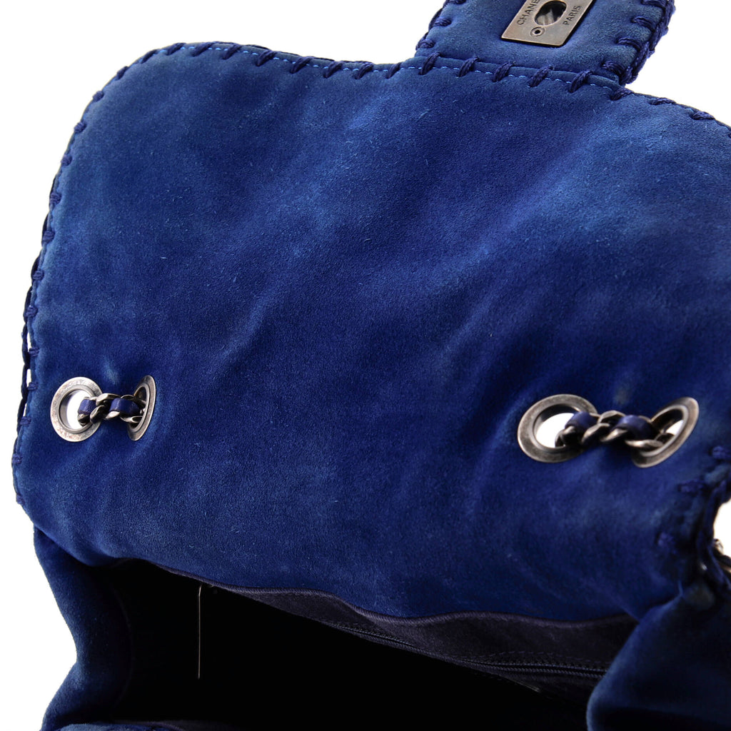 Chanel Stitched Flap Bag Quilted Suede Medium