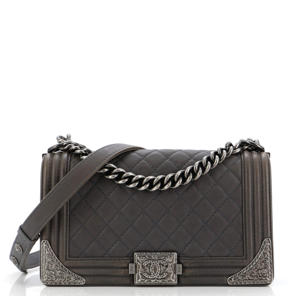Chanel Paris-Dallas Boy Flap Bag Quilted Calfskin with Metal Adornments Old Medium