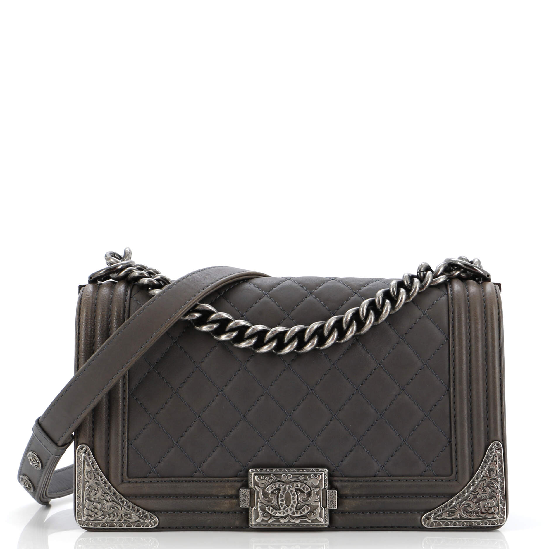 Chanel Paris-Dallas Boy Flap Bag Quilted Calfskin with Metal Adornments Old Medium