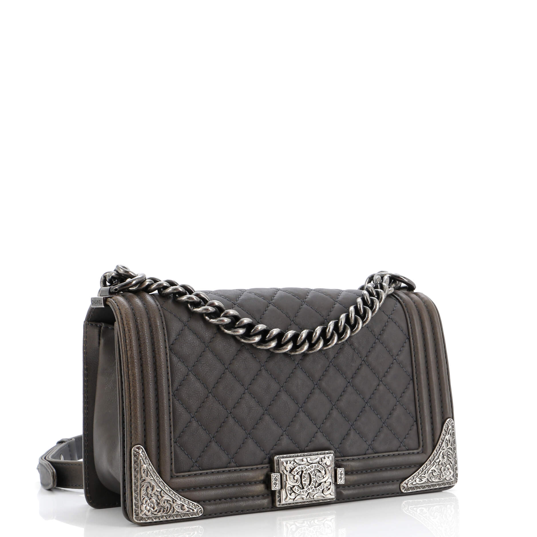 Chanel Paris-Dallas Boy Flap Bag Quilted Calfskin with Metal Adornments Old Medium