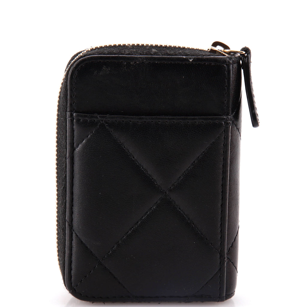 Chanel 19 Card Holder Zip Coin Purse Quilted Lambskin