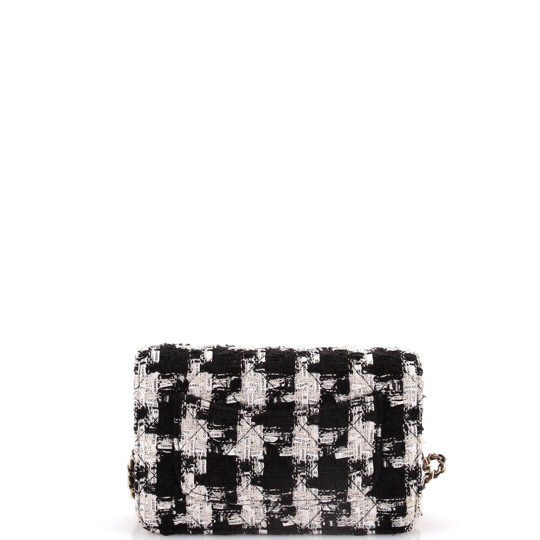 Chanel Wallet on Chain Quilted Houndstooth Tweed and Ribbon