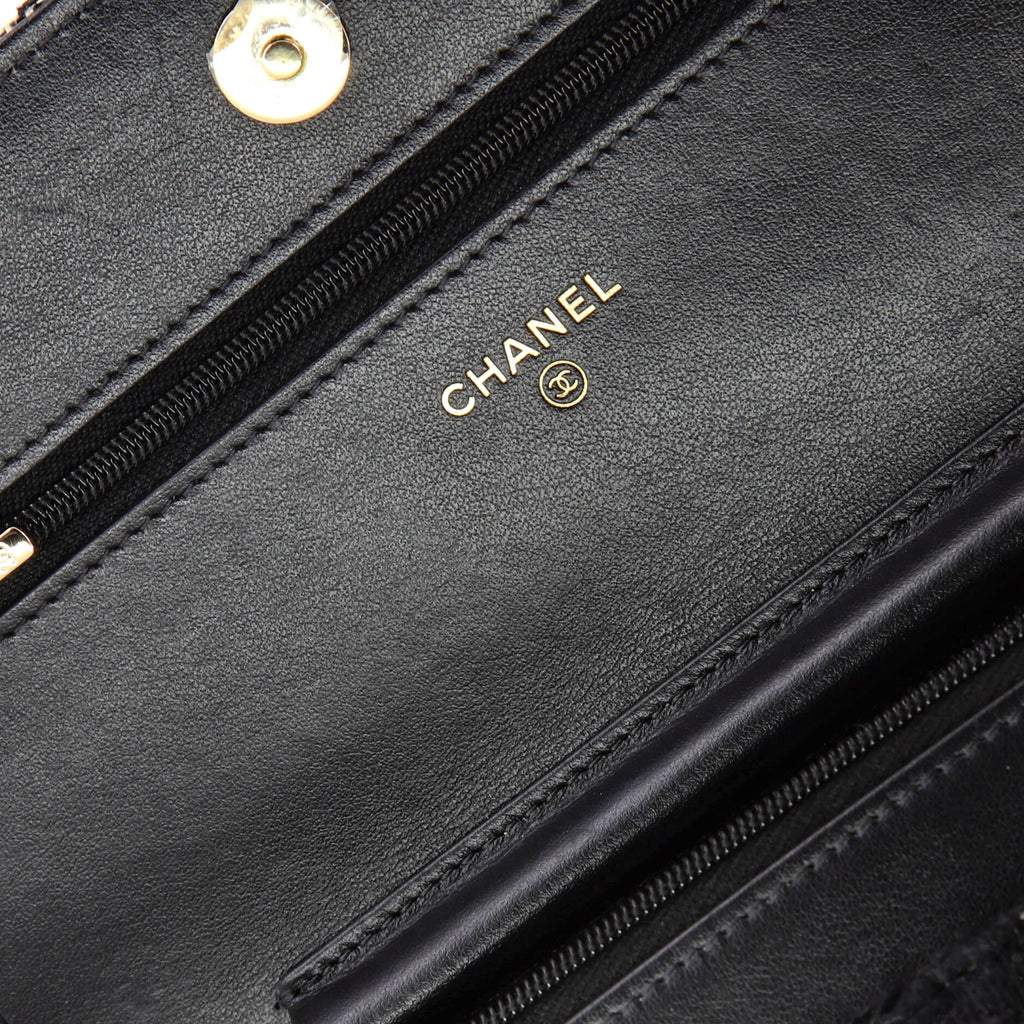 Chanel Wallet on Chain Quilted Houndstooth Tweed and Ribbon