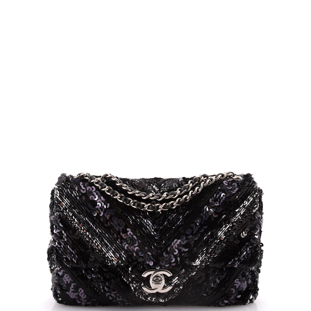 Chanel CC Flap Bag Chevron Sequins Mini
