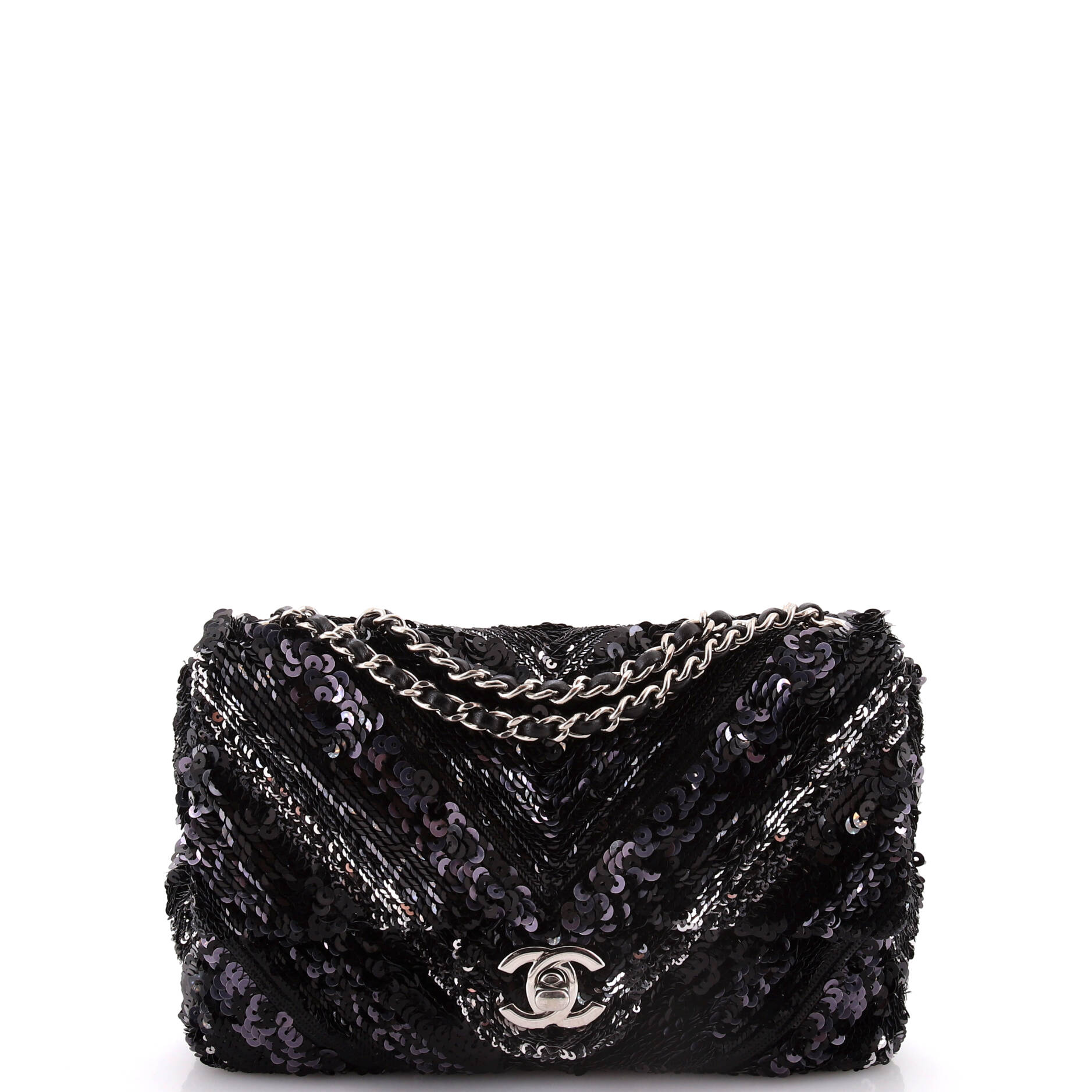 Chanel CC Flap Bag Chevron Sequins Mini