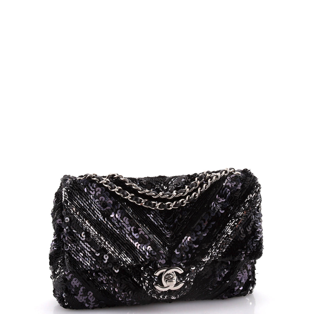 Chanel CC Flap Bag Chevron Sequins Mini