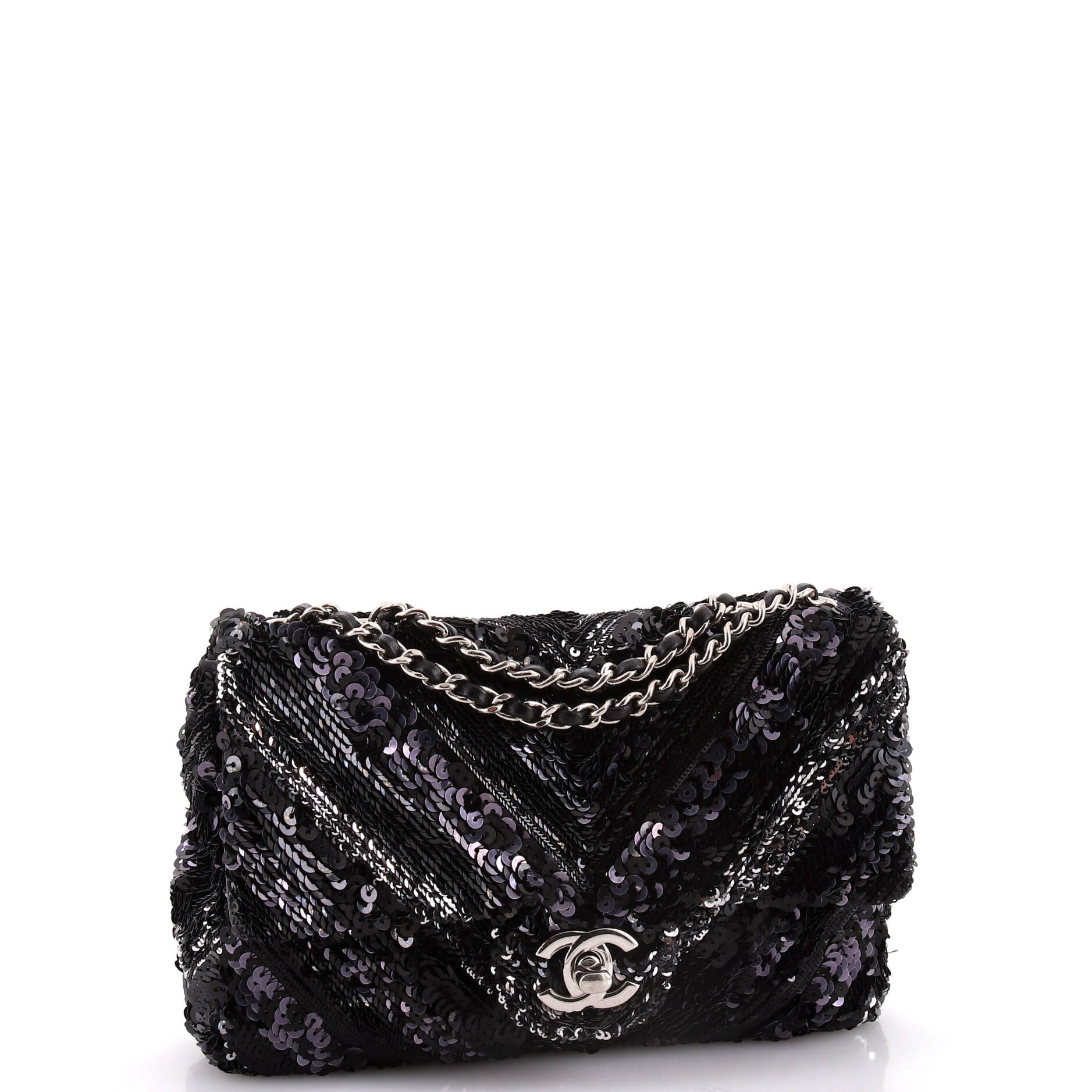 Chanel CC Flap Bag Chevron Sequins Mini