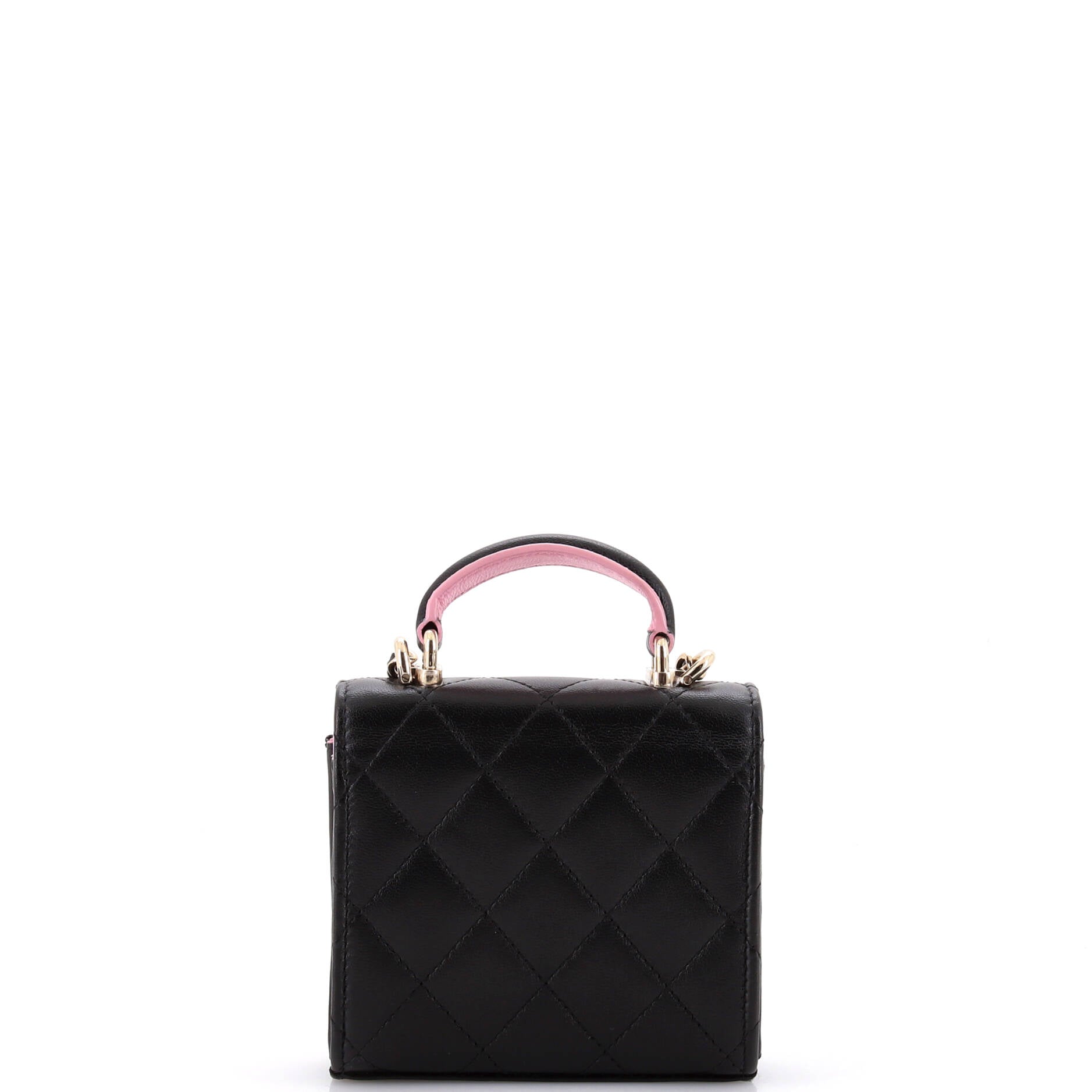 Chanel Square Classic Flap Top Handle Clutch with Chain Quilted Lambskin