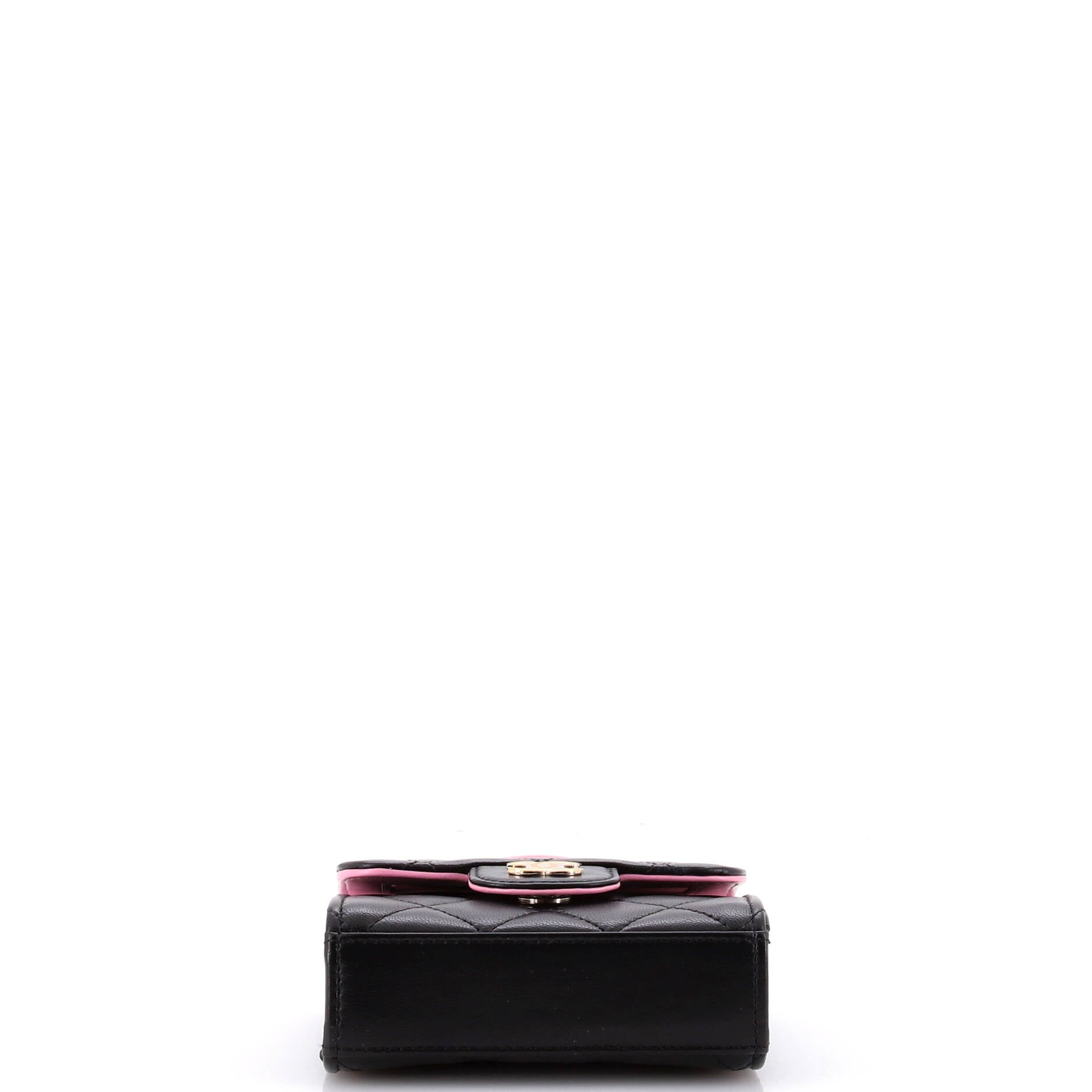 Chanel Square Classic Flap Top Handle Clutch with Chain Quilted Lambskin