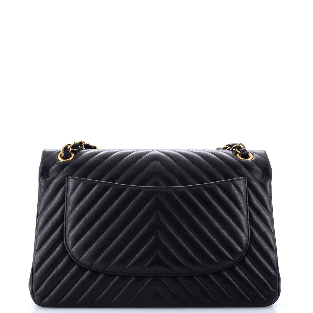 Chanel Classic Double Flap Bag Chevron Lambskin Jumbo