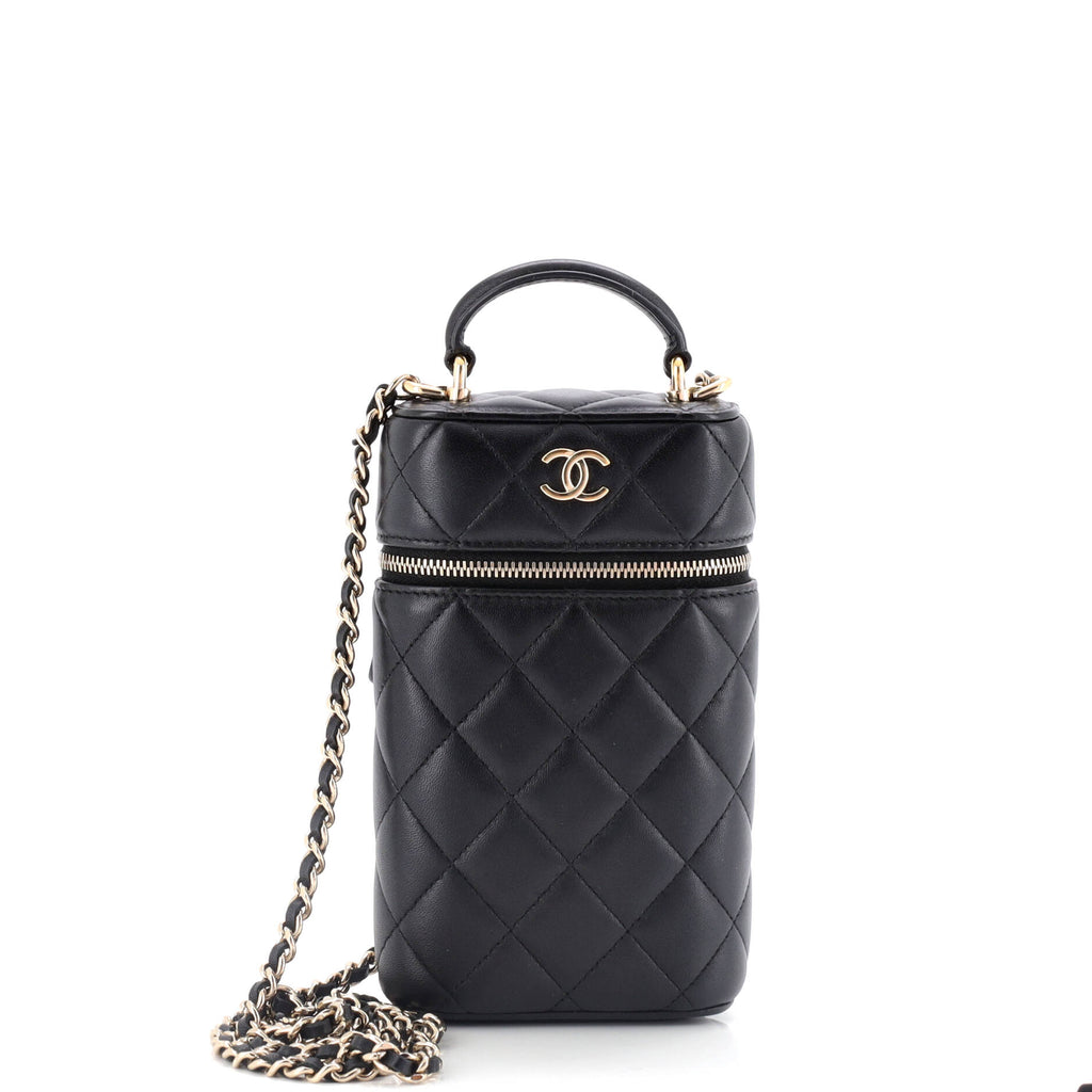 Chanel Classic Vanity Top Handle Phone Holder with Chain Quilted Lambskin