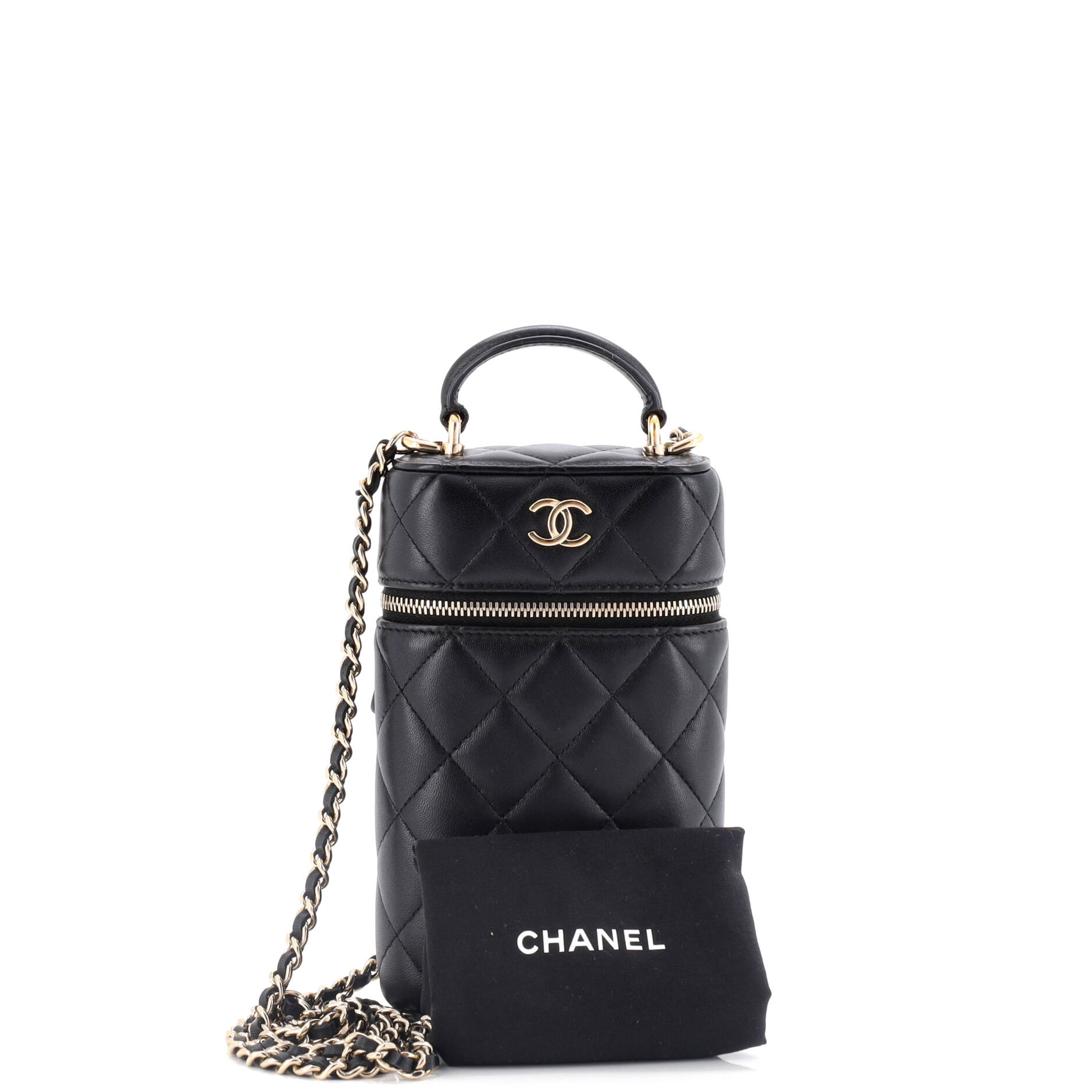 Chanel Classic Vanity Top Handle Phone Holder with Chain Quilted Lambskin