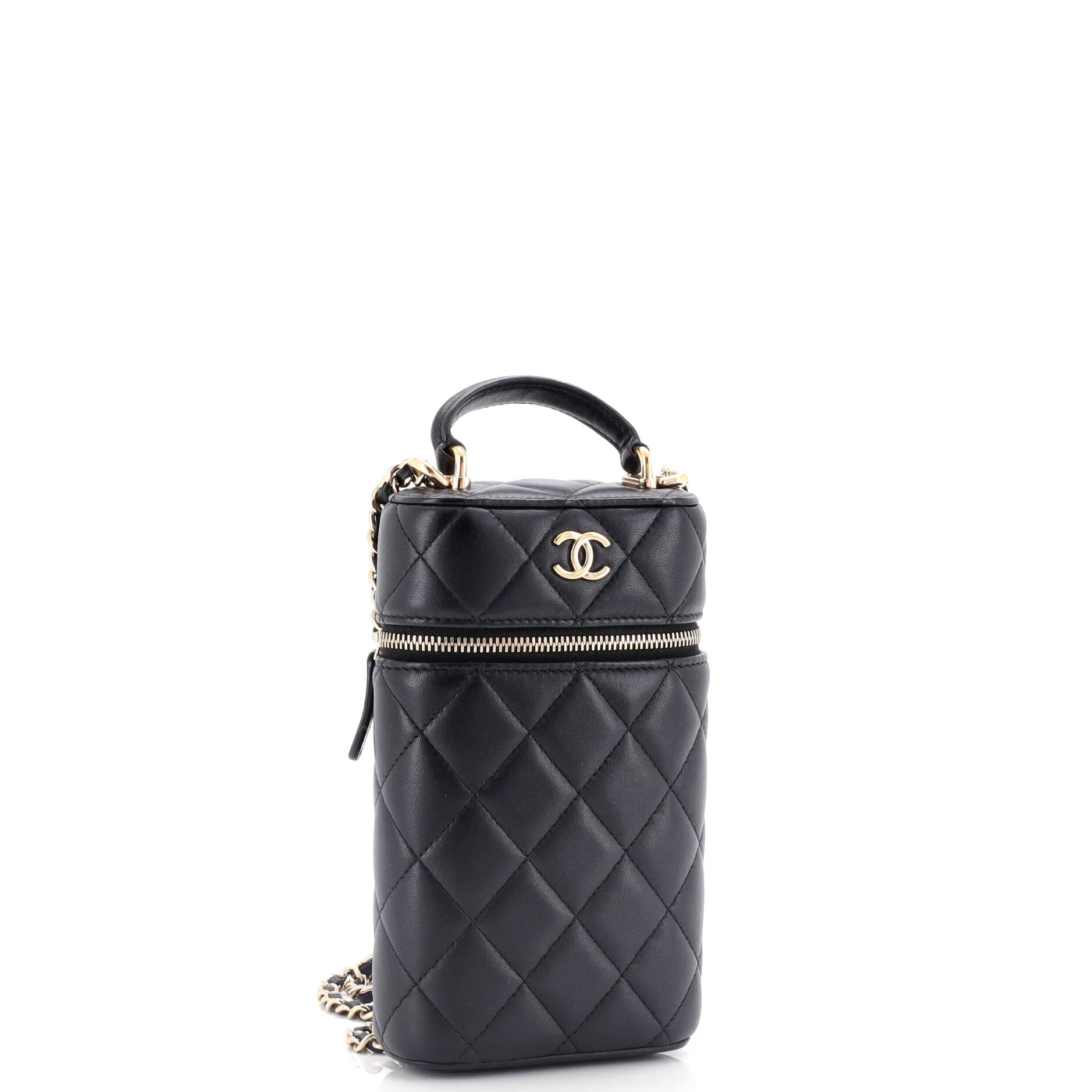 Chanel Classic Vanity Top Handle Phone Holder with Chain Quilted Lambskin