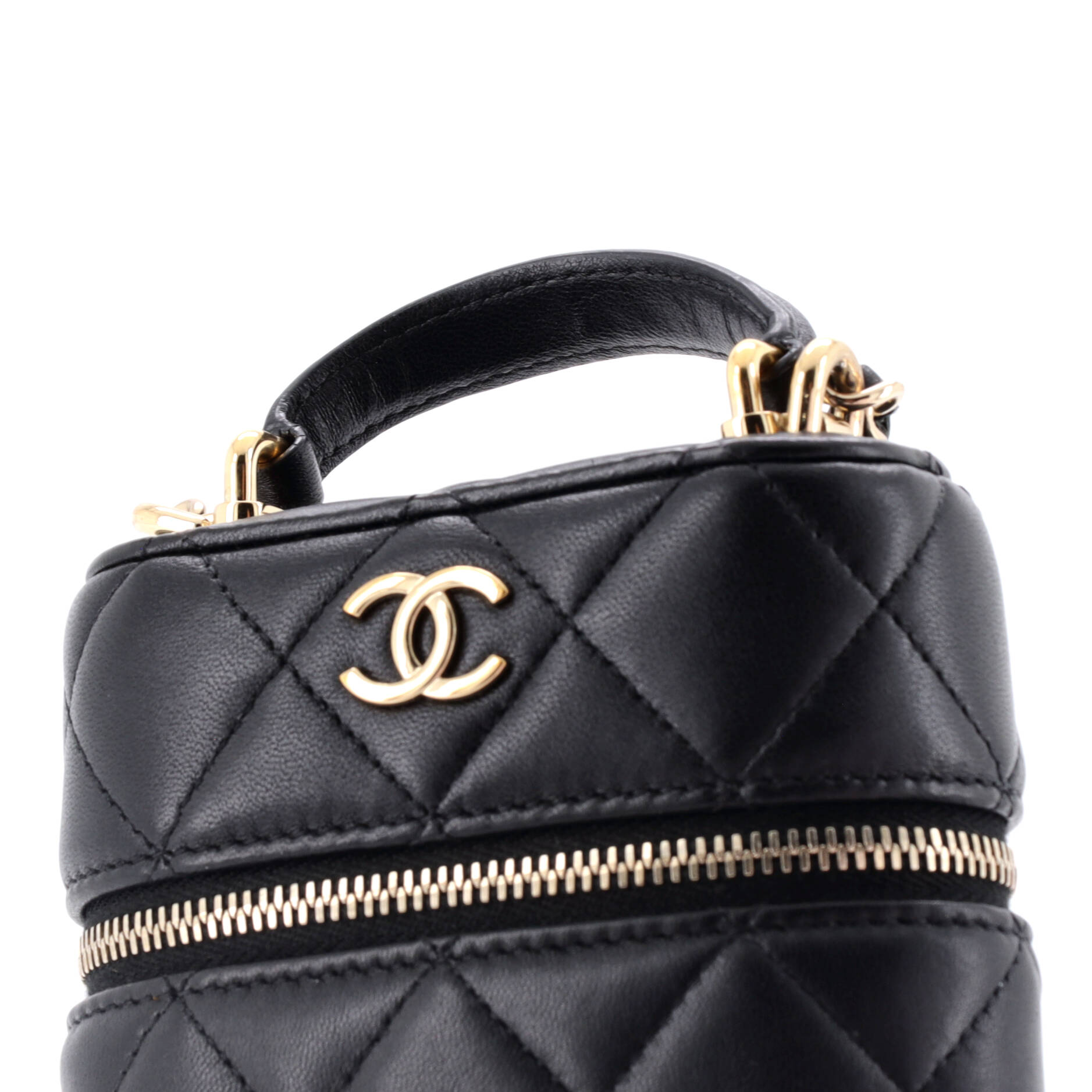 Chanel Classic Vanity Top Handle Phone Holder with Chain Quilted Lambskin