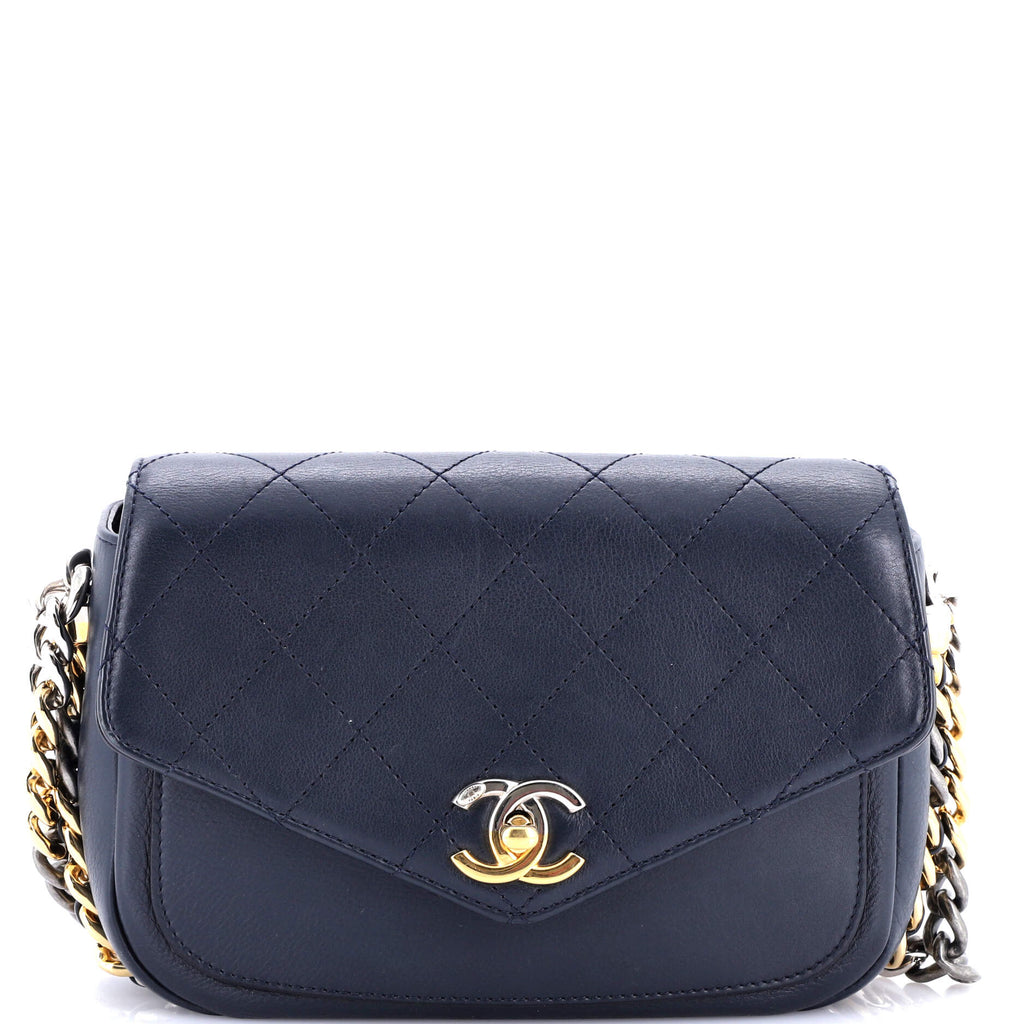 Chanel Two Tone Envelope Flap Bag Quilted Calfskin Medium