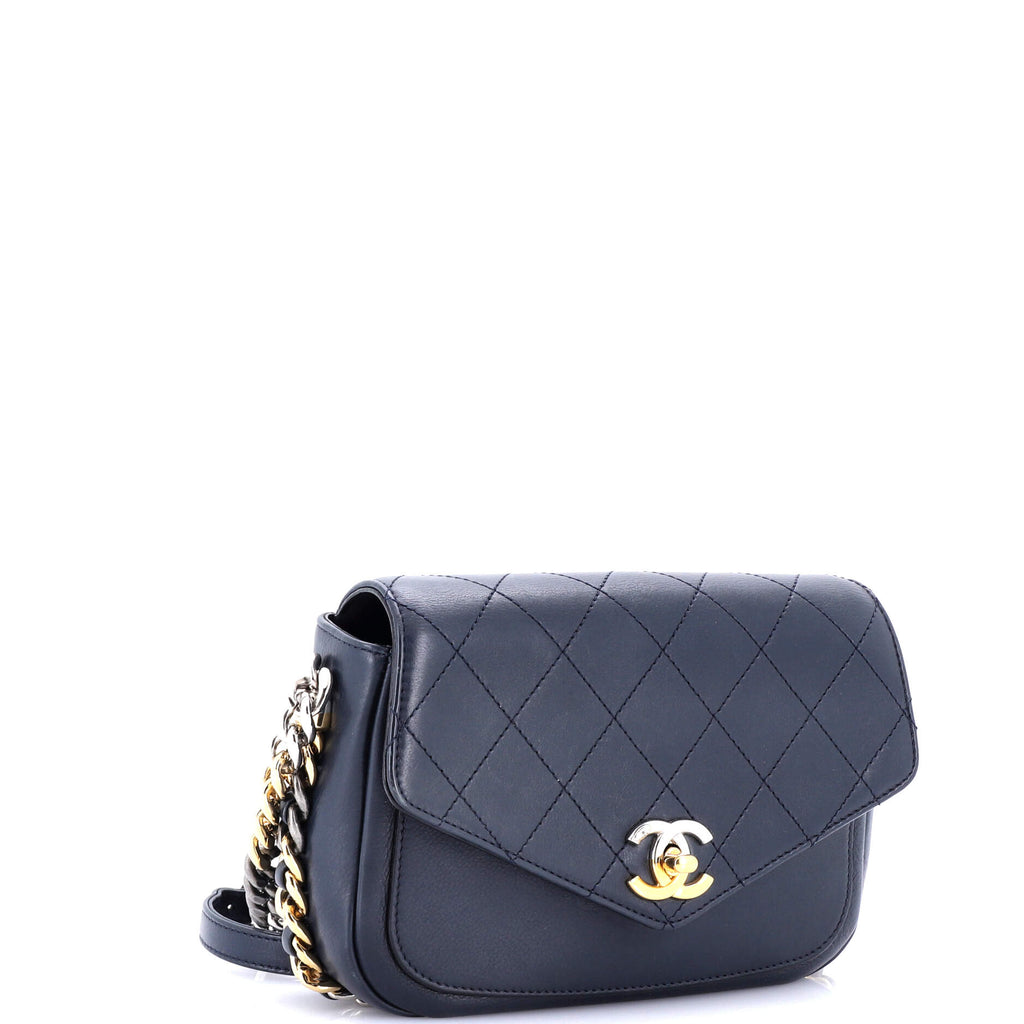 Chanel Two Tone Envelope Flap Bag Quilted Calfskin Medium
