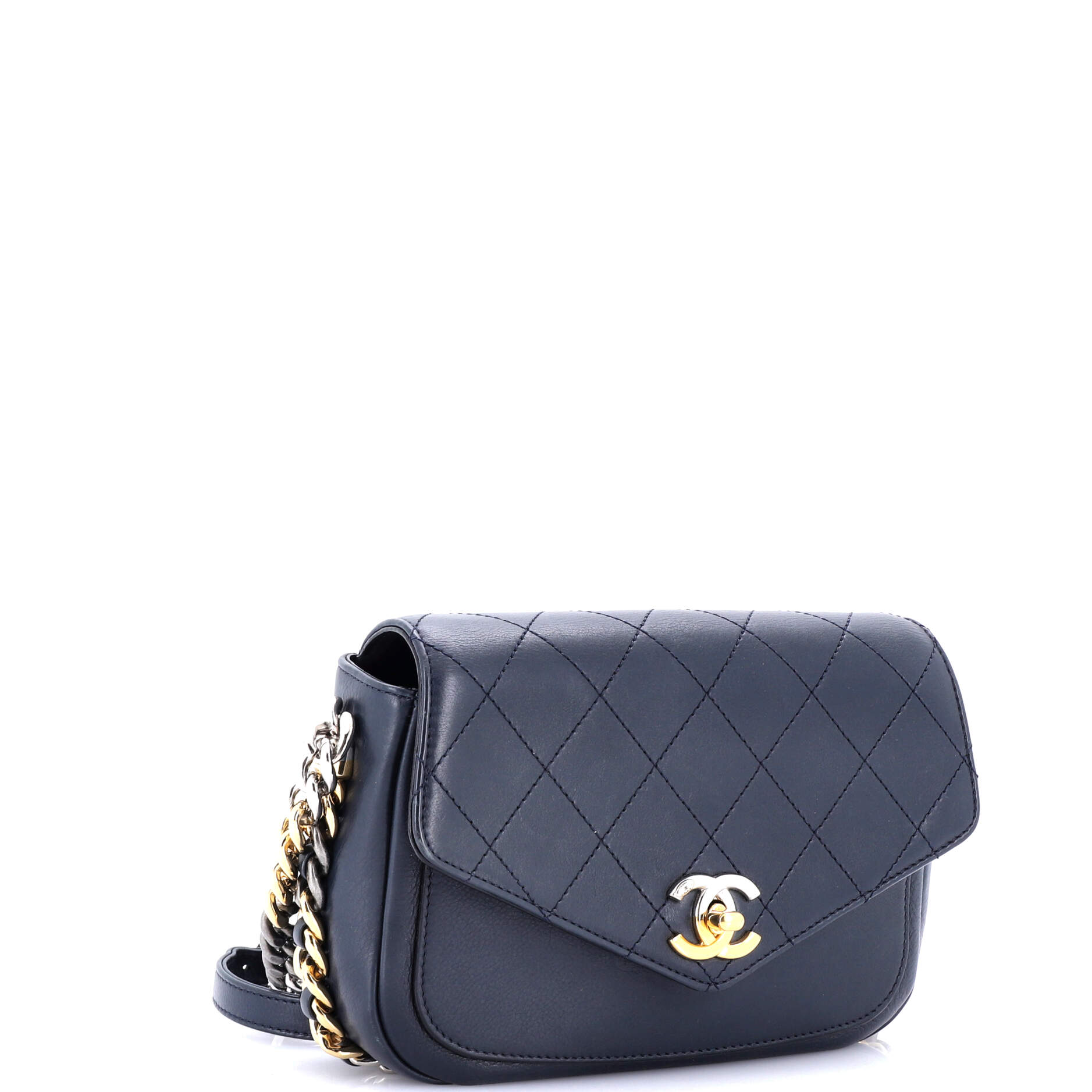 Chanel Two Tone Envelope Flap Bag Quilted Calfskin Medium