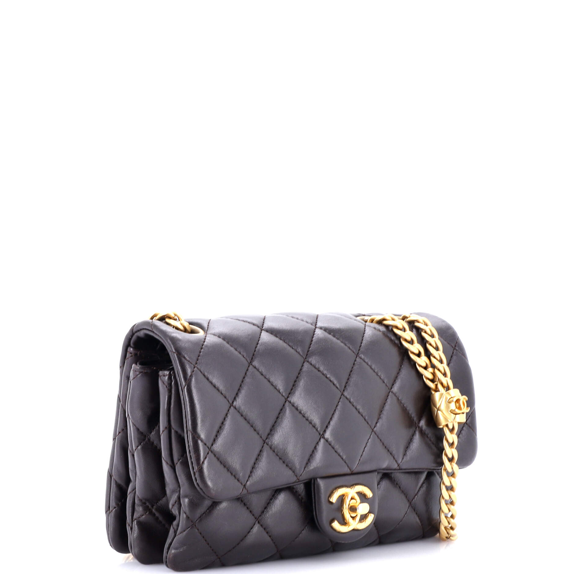 Chanel All Slide Long Flap Bag Quilted Lambskin Small