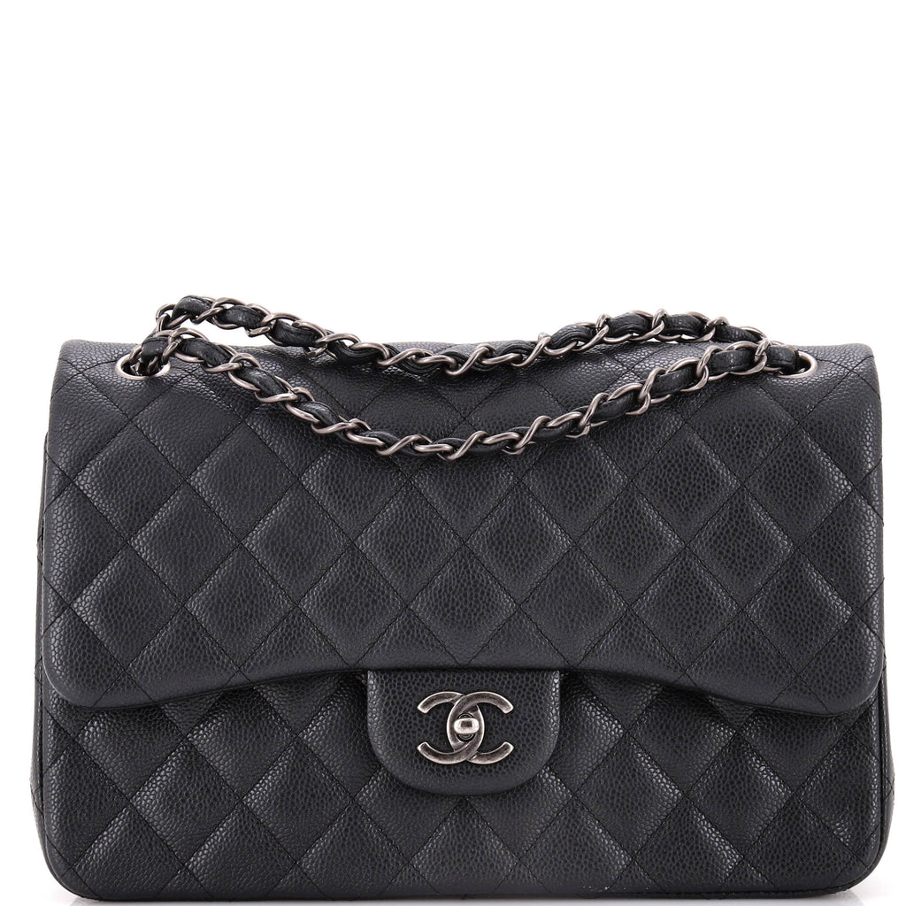 Chanel Classic Double Flap Bag Quilted Caviar Jumbo