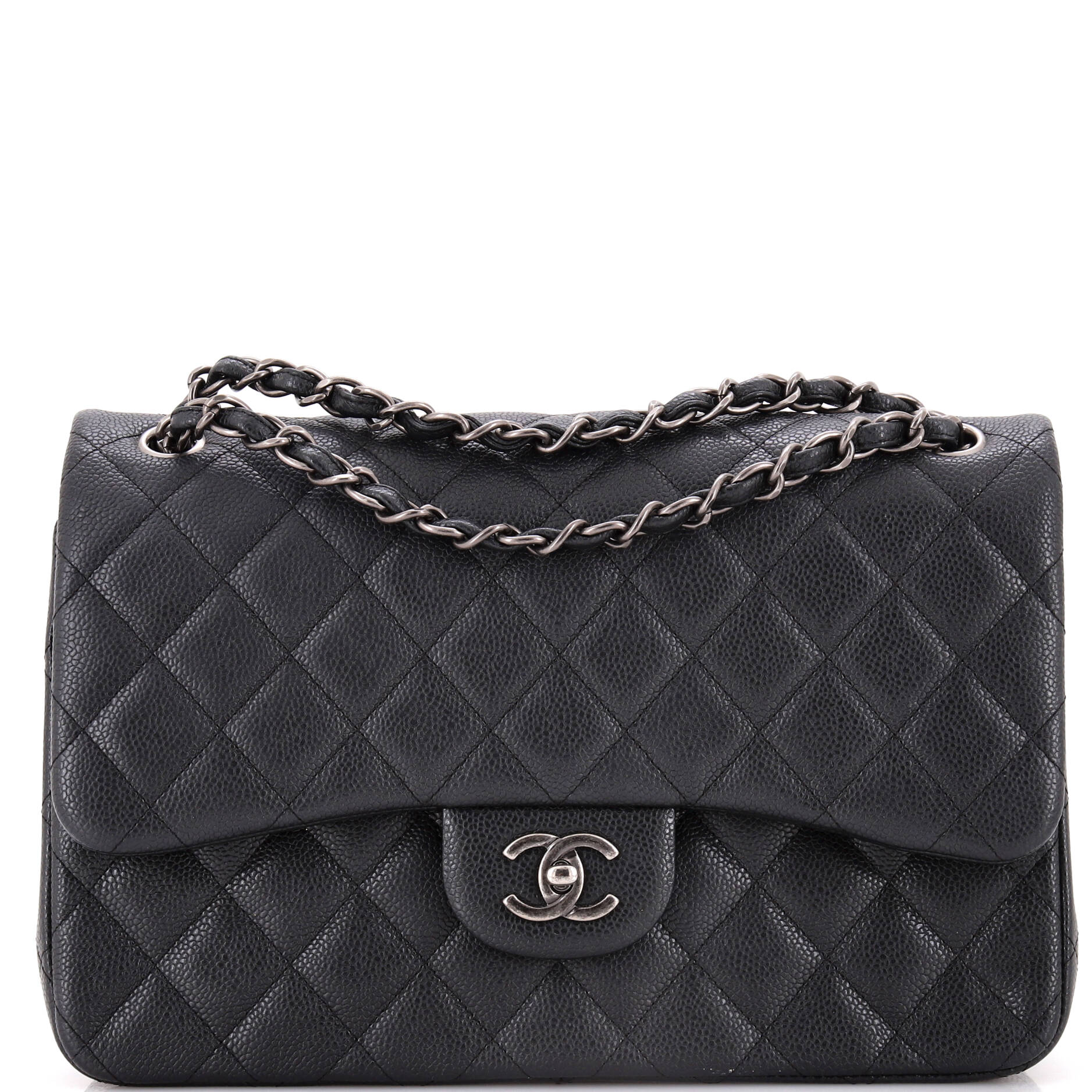 Chanel Classic Double Flap Bag Quilted Caviar Jumbo