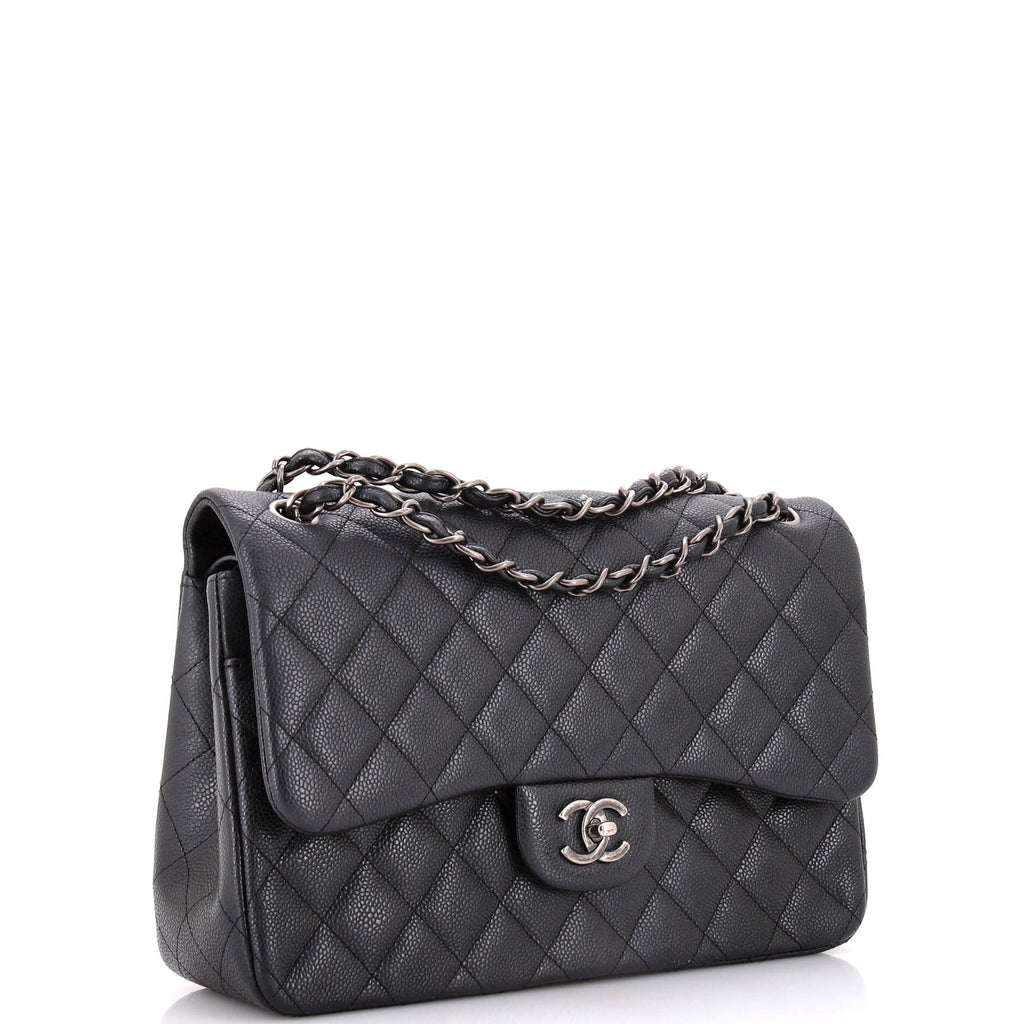 Chanel Classic Double Flap Bag Quilted Caviar Jumbo