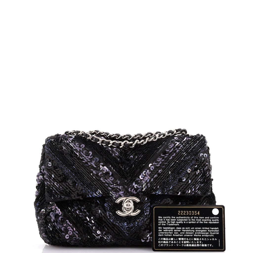 Chanel CC Flap Bag Chevron Sequins Mini