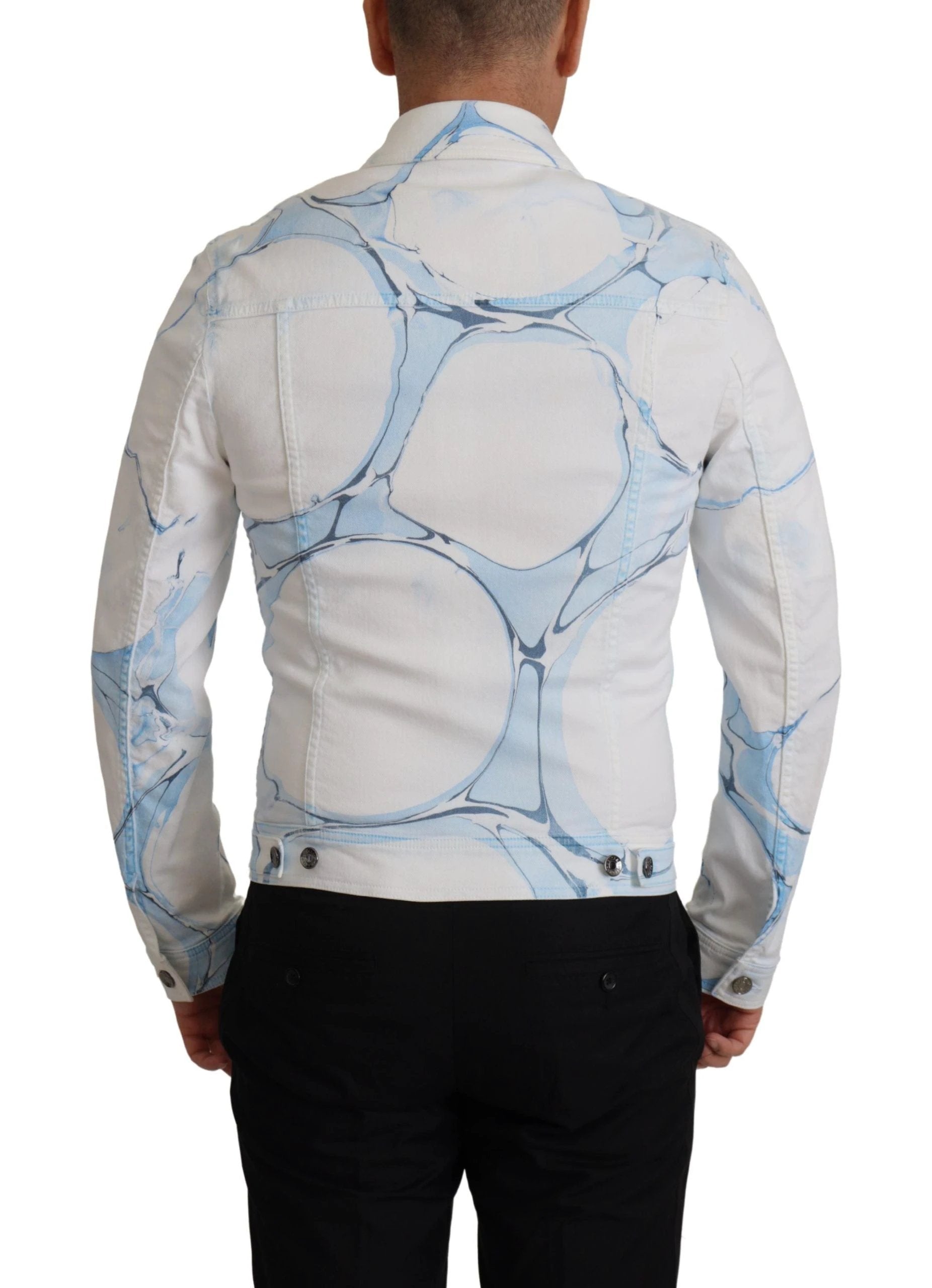 Dolce & Gabbana White Cotton Logo Embroidery Denim Jacket