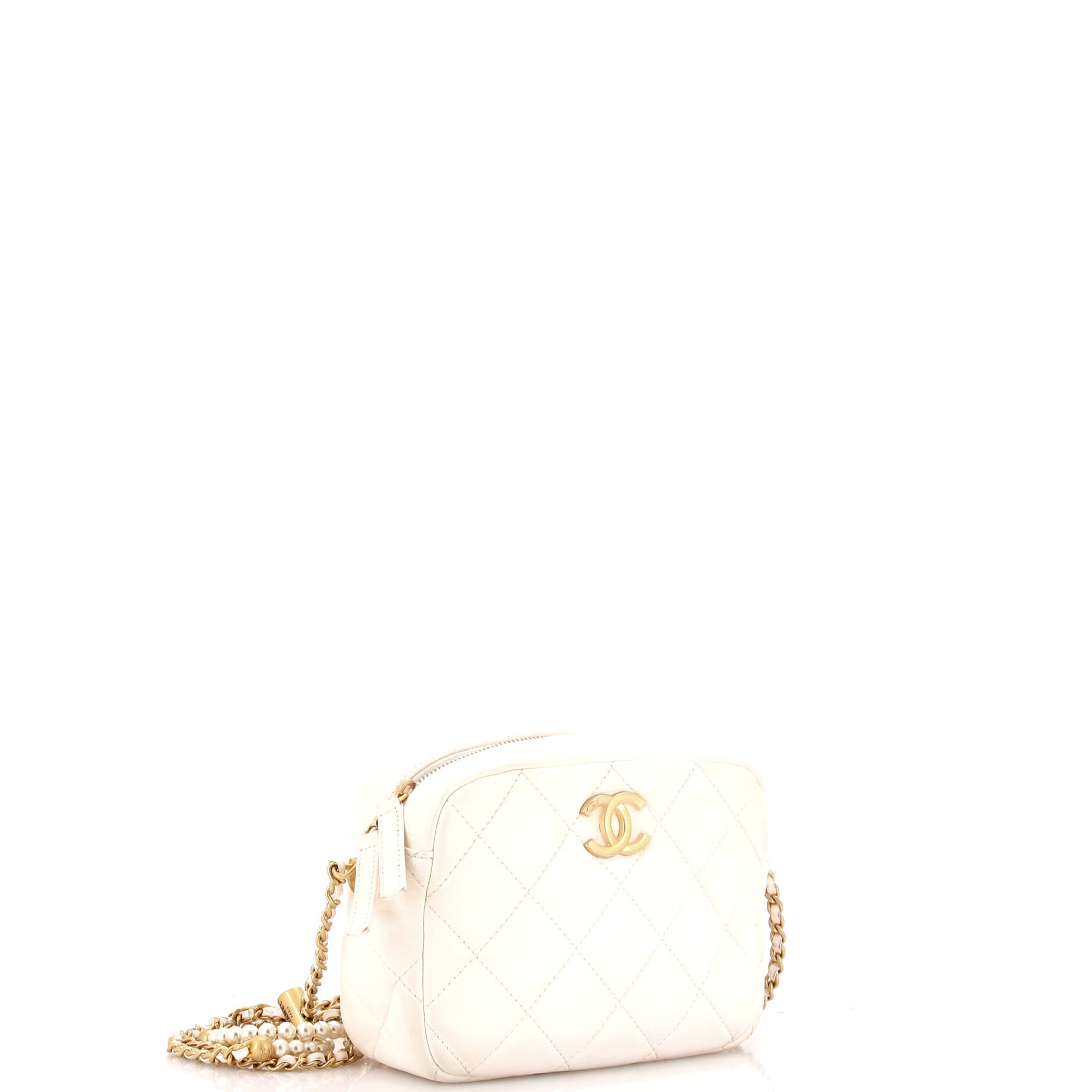 Chanel My Perfect Adjustable Chain Camera Bag Quilted Lambskin with Pearls Small