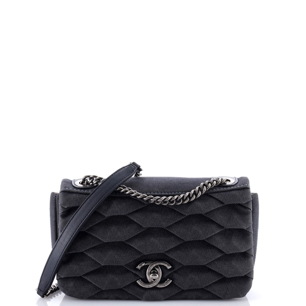 Chanel CC Flap Bag Scale Effect Denim Small