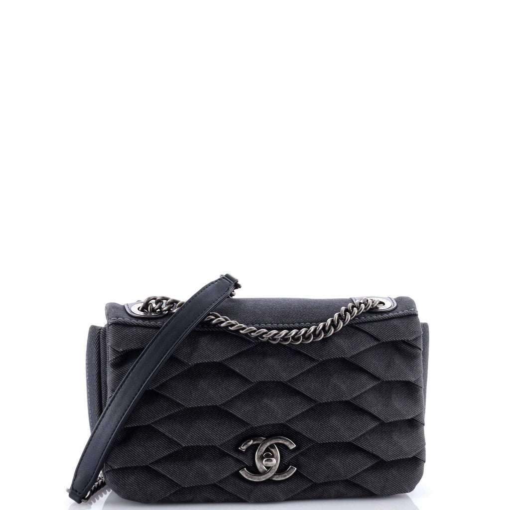 Chanel CC Flap Bag Scale Effect Denim Small
